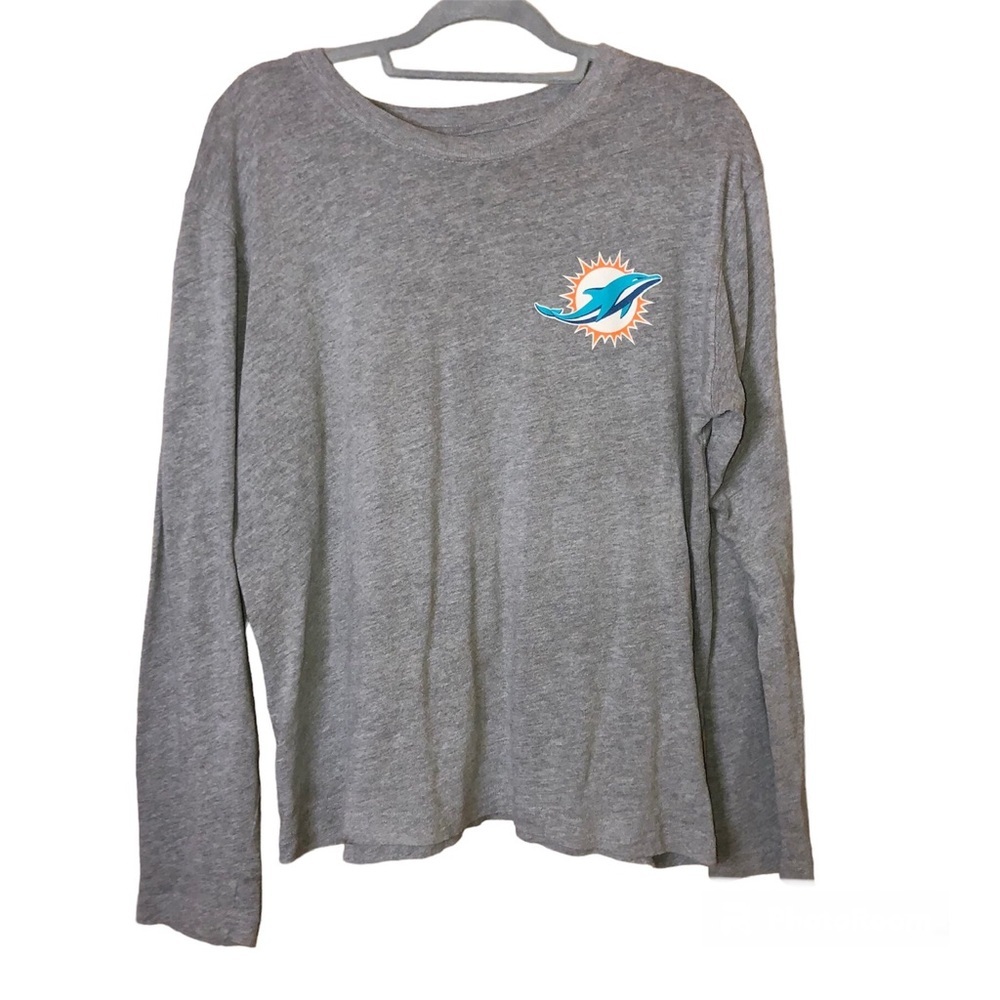 NFL Miami Dolphins New Era Heathered Gray Hype 2-Hit Long Sleeve T-Shirt grey L